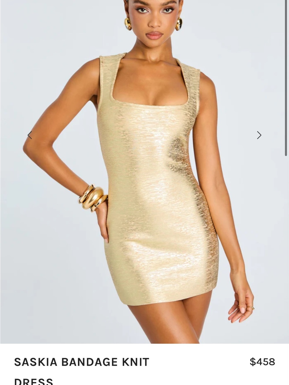Retrofete Gold Saskia Bandage Mini Dress
